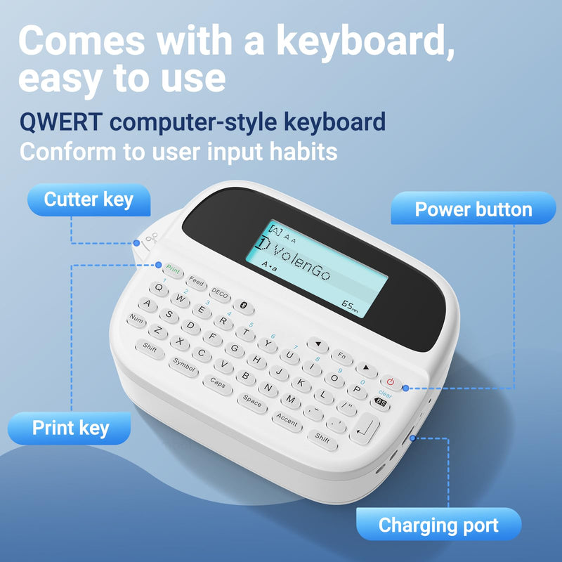 [AUSTRALIA] - M950 Label Maker, Label Maker Machine with-Tape 12mm White, Portable Bluetooth Labeler with Backlit-LCD, Handheld Rechargeable Label Makers, Inkless Labeling Maker for School Office Organization 