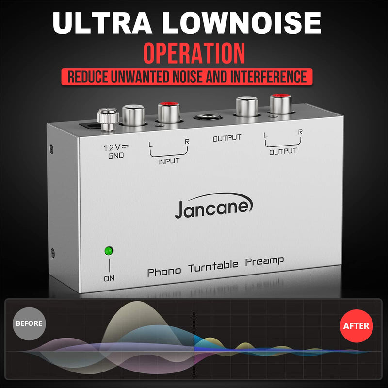 Phono Turntable Preamp, Phono Preamp for Turntable, Record Play, Mini Electronic Audio Stereo Phonograph Preamplifier with RCA Input, RCA/TRS Output, Phono Preamp with 12 Volt DC Adapter