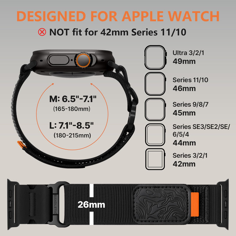Bandletic Outdoor Nylon Bands Compatible with Apple Watch