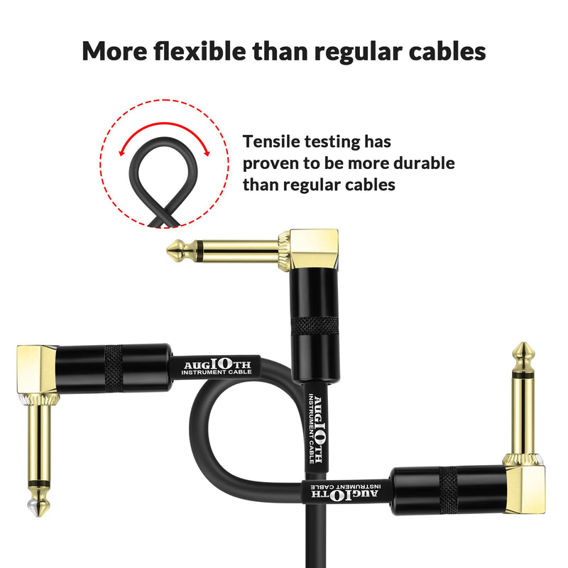 24 Inch Guitar Patch Cable Performance Guitar Effect Pedal Cables Angled to Angled Gold Plated Plugs 24in Angled-Angled Black