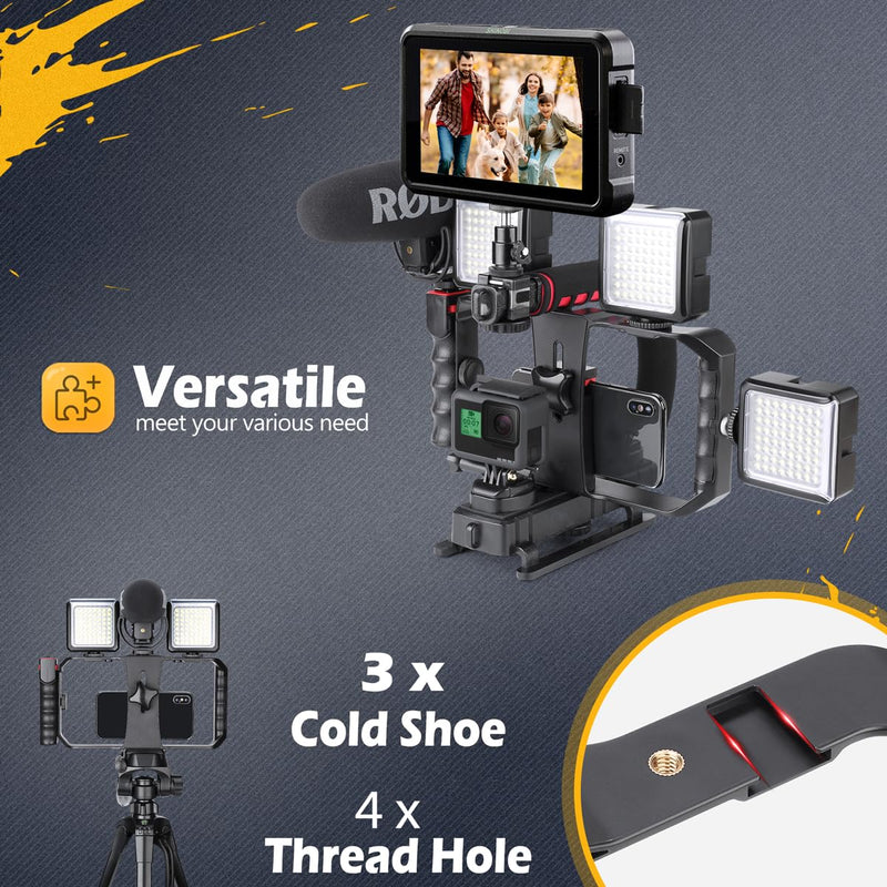 Neotter Handheld Stabilizer with Smartphone Video Rig, Video Action Handhels Rig for All Camera Action Camera Camcorder and Smartphones ﻿