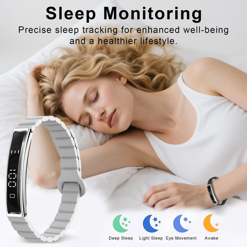 Efolen Smart Bracelet for Women,Ultralight Fitness Tracker Smart Wristband with Heart Rate/Blood Oxygen/Sleep Monitor/Pedometer,Slim Smartwatch for Android iPhone,Activity Tracker,2 Band,Silver Silver