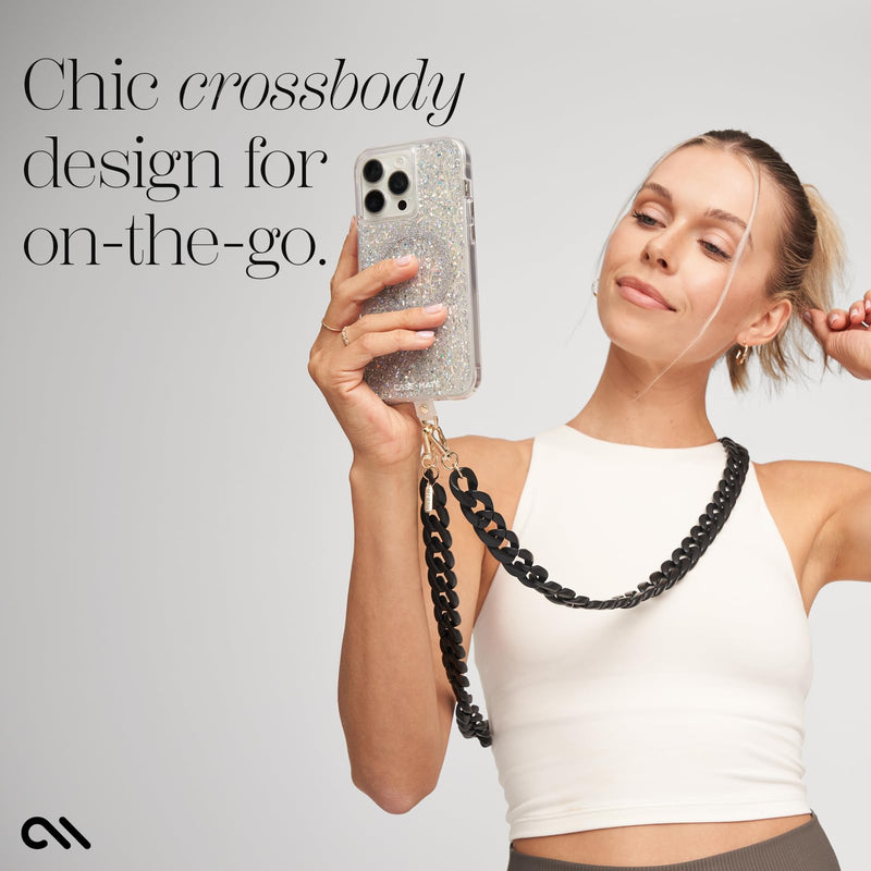 Case-Mate Crossbody Phone Lanyard/Chain [Works with All Phones] Hands-Free Cell Phone Strap - Phone Charm - Neck Chain Holder for iPhone 15 Pro Max/ 14 Pro Max/ 13 Pro Max/ 12/ S24 Ultra - Black