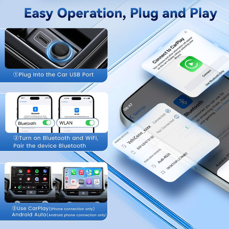 Carlinkit MINI Ultra 3 Wireless CarPlay Adapter for OEM Android Auto 2-in-1 | The Smallest Looks - The Simplest to use - For OEM CarPlay, Wired CarPlay/Android Auto to Wireless CarPlay/Android Auto