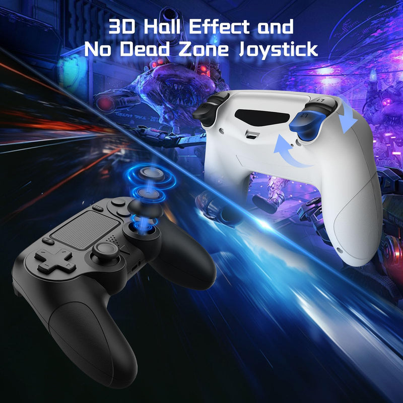 Huniquedec 2 Pack Wireless Controller for PS4/Pro/Slim/PC with Non-Slip Grip and Dual Vibration, Ergonomic Grip,USB-C Cable, Compatible with playstation 4 (Black and White)