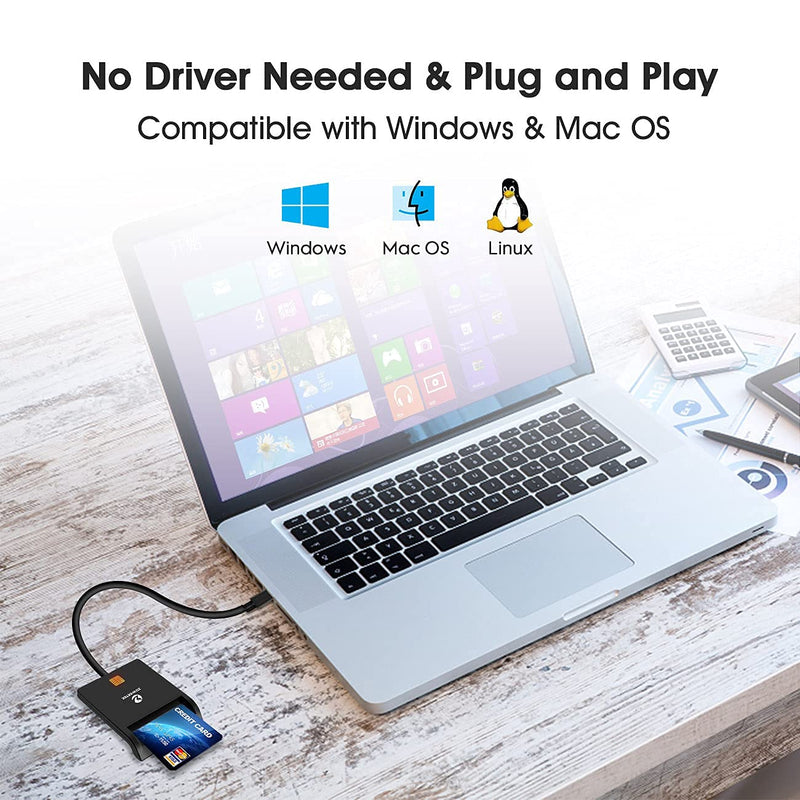 ZOWEETEK Type C CAC Reader, Smart CAC Card Reader USB C for DOD Military Common Access CAC, Compatible with Windows, Mac OS