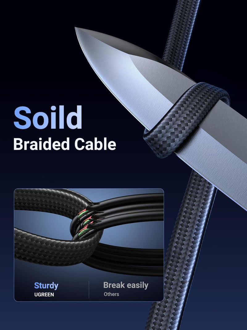 UGREEN Cat 8 Ethernet Cable 50FT, Flat High Speed 40Gbps 2000Mhz Internet Cable 26AWG Braided Network Cord RJ45 Shielded Indoor LAN Cables Compatible for Gaming PC PS5 Xbox Modem Router 50FT
