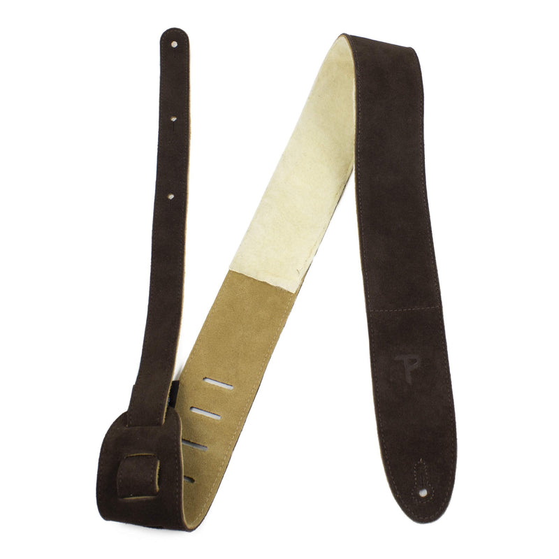 [AUSTRALIA] - Perri's Leathers Suede Guitar Strap with Sheepskin Pad, Anti-Slip, Adjustable 41"–56", Compatible with All Guitars Brown 