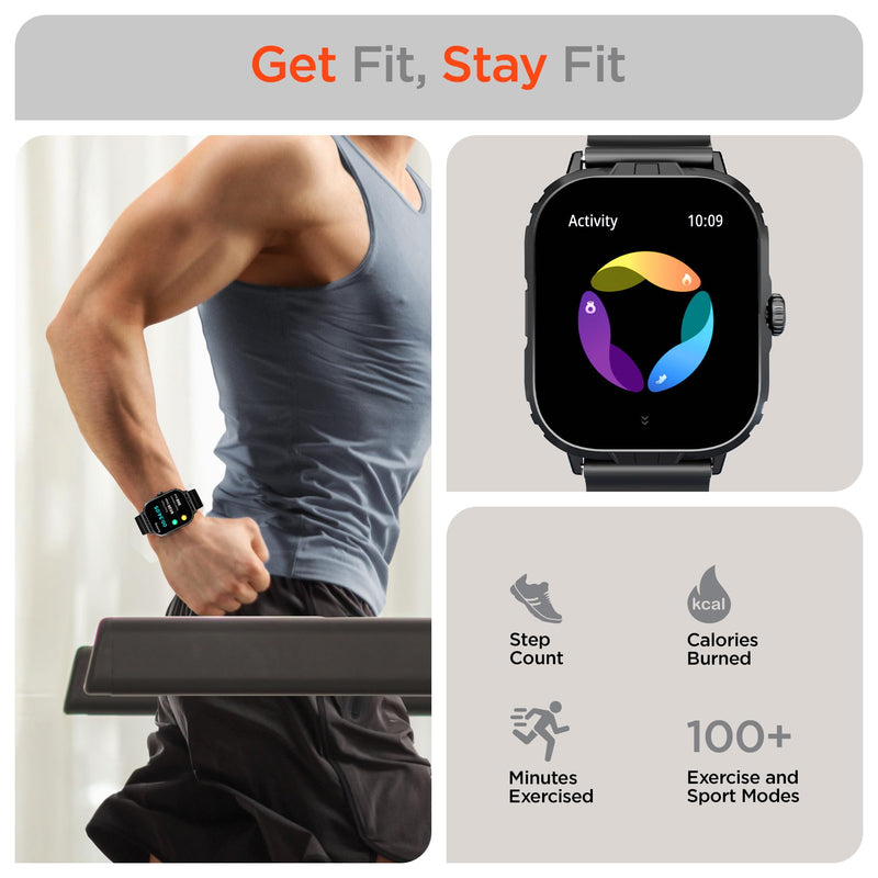 HyperGear FIT X2 Smartwatch + Fitness Tracker 2" Large IPS LCD Display, Heart Rate, Blood Oxygen, Sleep Quality & More, 100+ Exercise Modes, GPS Route Mapping & Strength Training Programs
