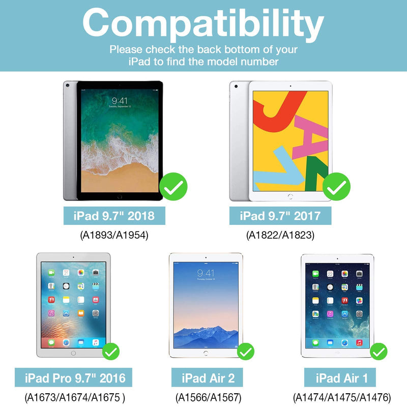 2 Pack Screen Protector for 9.7" iPad 6th 5th / iPad Pro 9.7 2016 / iPad Air 2 / iPad Air 1, Tempered Glass Film Guard for iPad 6 5 2018 2017, iPad Air 2nd 1st 2014 2013 2 Pack