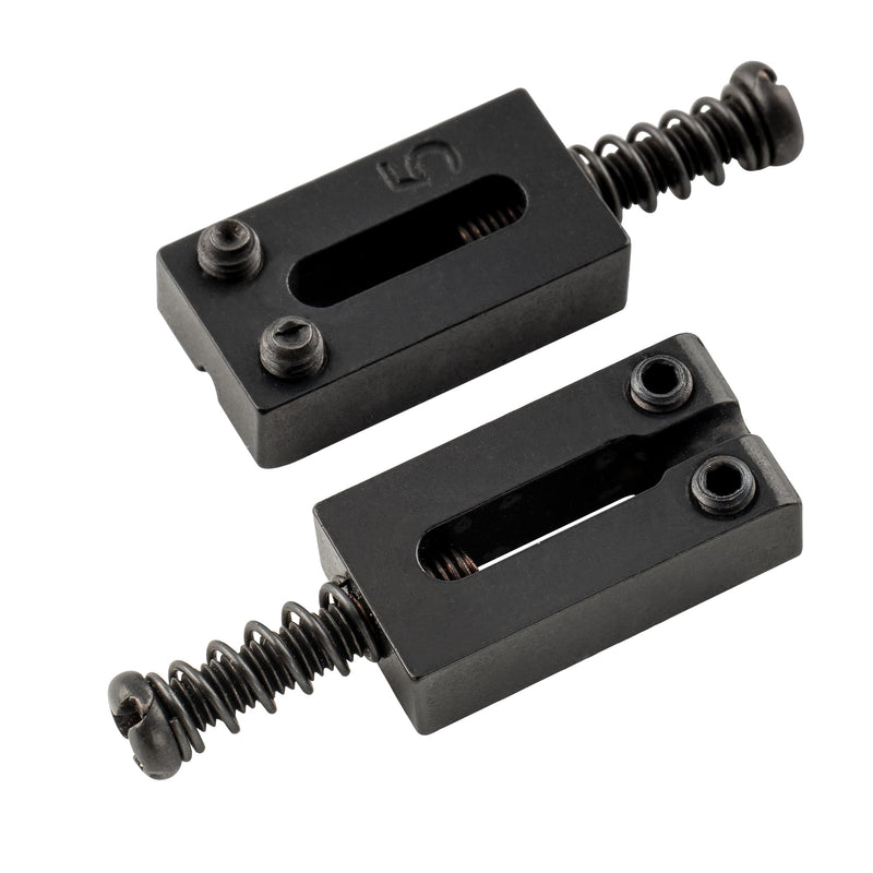 Musiclily Pro 10.5mm Stainless Steel Modern Guitar Tremolo Bridge Saddles for Fender Strat Stratocaster Tele Telecaster Electric Guitar, Black (Set of 6)