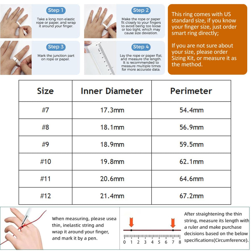 Smart Ring Fitness Tracker with GPS Route (Silver, #7) | Heart Rate Monitoring, Blood Oxygen, Sleep Monitoring, Waterproof, Family Care, Long Battery Charging Case, Free APP Silver