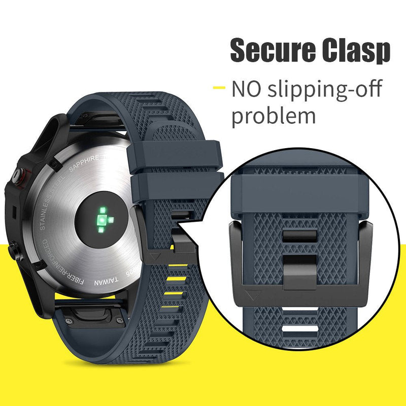 ANCOOL for Fenix 5/Fenix 6/Fenix 7 Band 22mm Silicone Watch Band for Fenix 8 47mm/Fenix 7 Pro/6 Pro/5 plus/Forerunner 935/945/955/965/Approach S62/S60/Epix Gen 2 47mm(7pcs Set) 7 Pack White+Black+Slate+Red+Orange+Green+Royal Blue