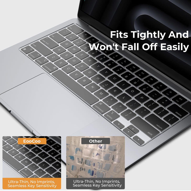 EooCoo Premium Keyboard Cover Skin Ultra Thin Protector Compatible with 2025-2021 MacBook Pro 14" 16" M4 M3 M2 M1 Pro Max Chip, MacBook Air 15" 13.6" M3 M2 Chip, Clear