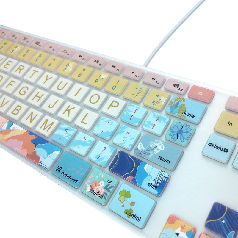 Silicone Keyboard Cover Skin for Apple iMac Keyboard with Numeric Keypad Wired USB MB110LL/B(Model: A1243), Cute Print, US Layout, Litter Flowers for Apple wired keyboard(Model: A1243)