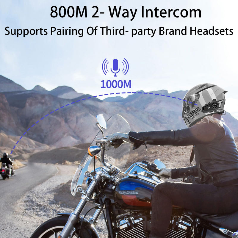 S2 Motorcycle Bluetooth Headset 5.1-1 Pack Waterproof Helmet Headsets with Dual Mics for Rider Intercom | Sunscreen Dustproof BT Speakers for Motorcycle Accessories（1PCS 1 pcs