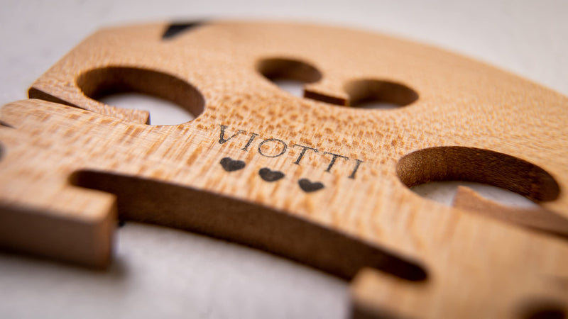 Viotti Violin Bridge 4/4: Finer Grade Solid Maple Violin Bridge, Pre-Cut & Pre-Fitted to Fit Most 4/4 Violins, Crafted by Highly Skilled Experts for Sharper Sound, Volume, Beauty & Clarity