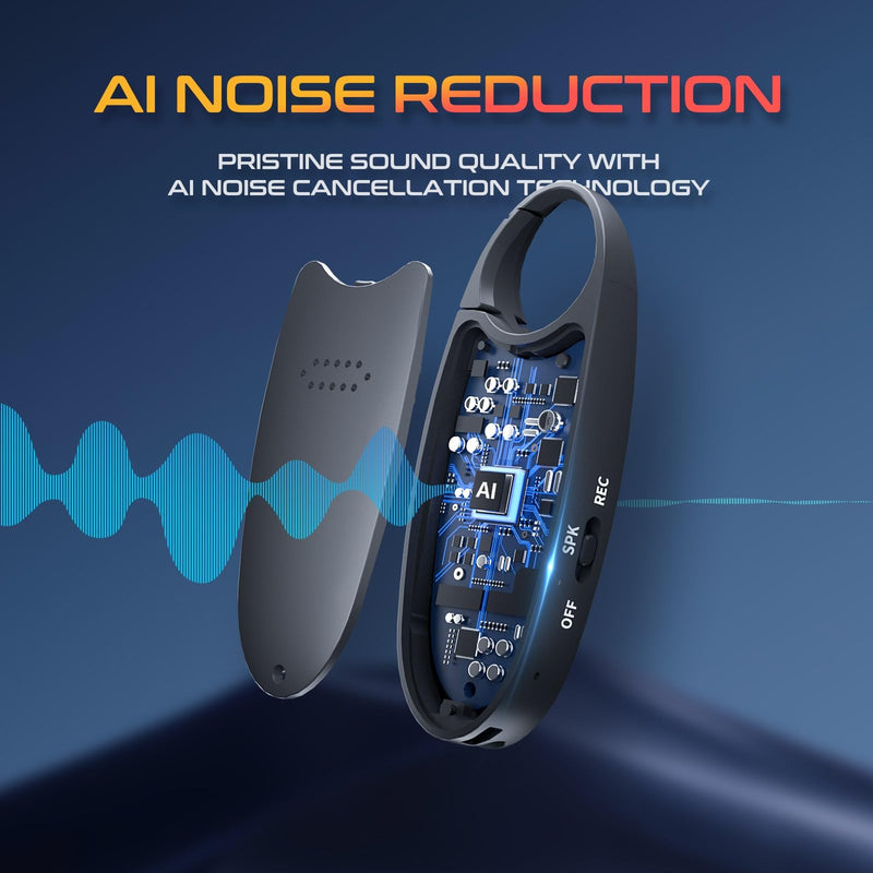 128GB (1600 Hour) Digital Voice Activated Recorder with Playback, 4-in-1 Mini Magnetic Keychain Audio Recorder with AI Noise Cancelling, Small Voice Device for Lectures, Meetings Black - 128 GB