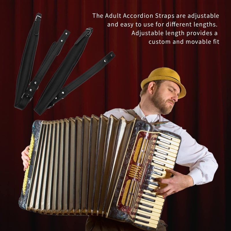 [AUSTRALIA] - Gugxiom Black Accordion Straps, Leather Soft PU Accordion Straps, Adjustable Accordion Shoulder Belt, Musical Instrument Accessories, for Most Accordions with 16-120 Bass (Black) 