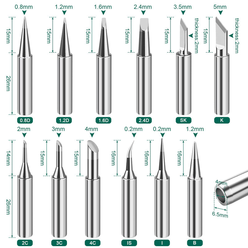 LPZMPZ Soldering Iron Set, 900 m Soldering Tips, Soldering Iron Tips, Lead-Free Soldering Tip, Compatible with Hakko, Yihua, Atten & More, for Soldering Station, Welding, Soldering etc. (Silver) 900M-T