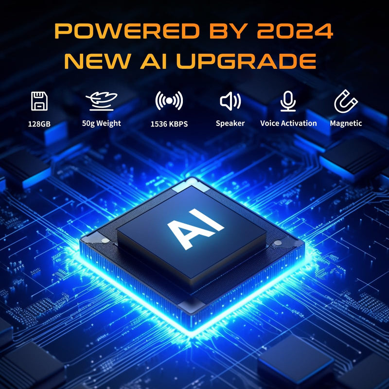 128GB (1600 Hour) Digital Voice Activated Recorder with Playback, 4-in-1 Mini Magnetic Keychain Audio Recorder with AI Noise Cancelling, Small Voice Device for Lectures, Meetings Black - 128 GB