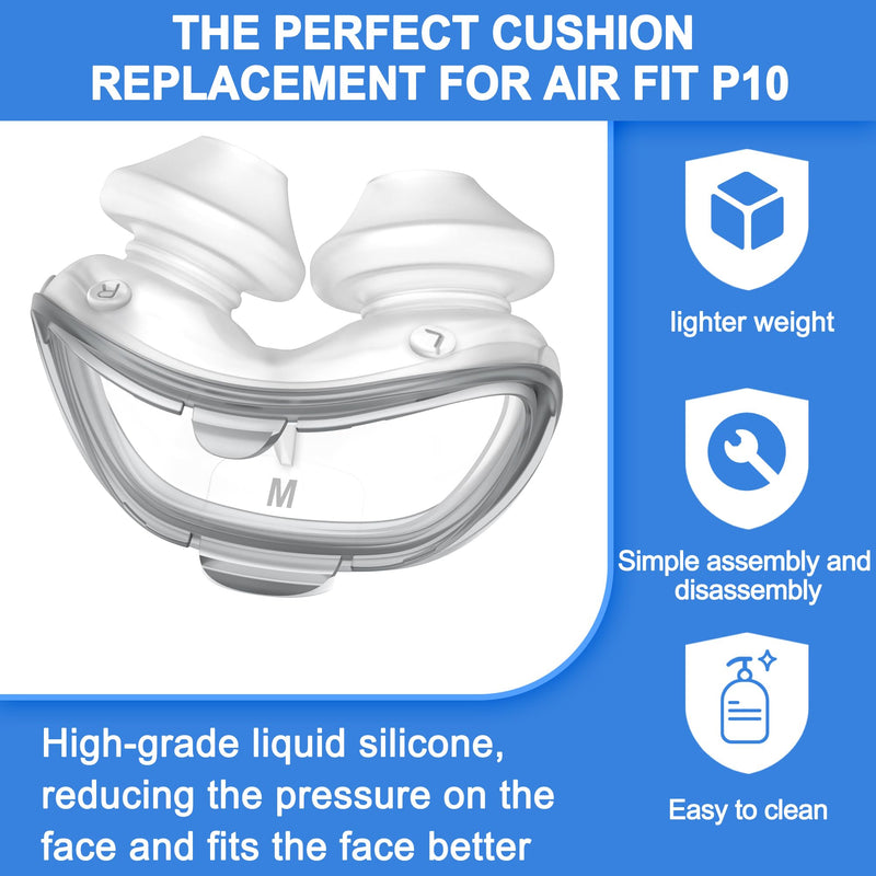 2 Pack Replacement Pads (M) for Airfit P10 Series, Consistent Fit for Reliable Seal, High Quality & Durable Replacement Accessories, High Quality CPAP Accessories from BlessEase (M) M