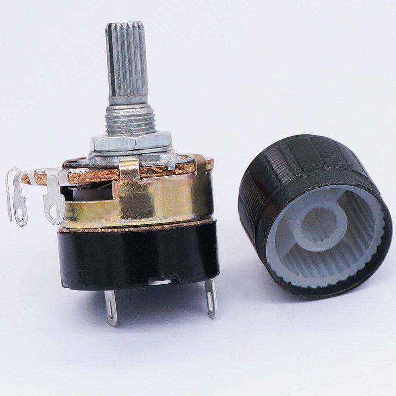 Taiss WH138 2 Pieces 10K Ohm Potentiometer Single Linear Cone Dimmer with Switch + 2 Pieces Black Aluminium Alloy Knob