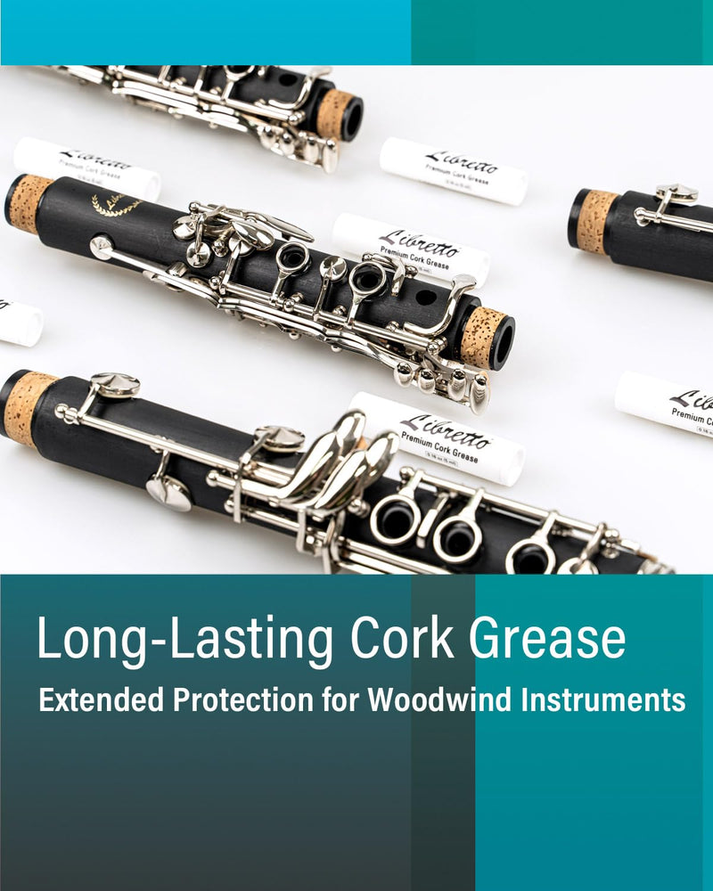 Libretto Premium Cork Grease, Set of 3, Odorless, Smooth, for Woodwind Musical Instruments, clarinets, saxophones, bass clarinets, flutes, oboes, bassoons, 0.16 oz