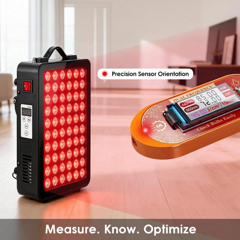 [AUSTRALIA] - Red Light Therapy Meter - 660nm & 850nm Detector with Real-Time Irradiance Reading, Energy Density Estimation, Compact Light Tester for Panels, Masks & Infrared Devices 