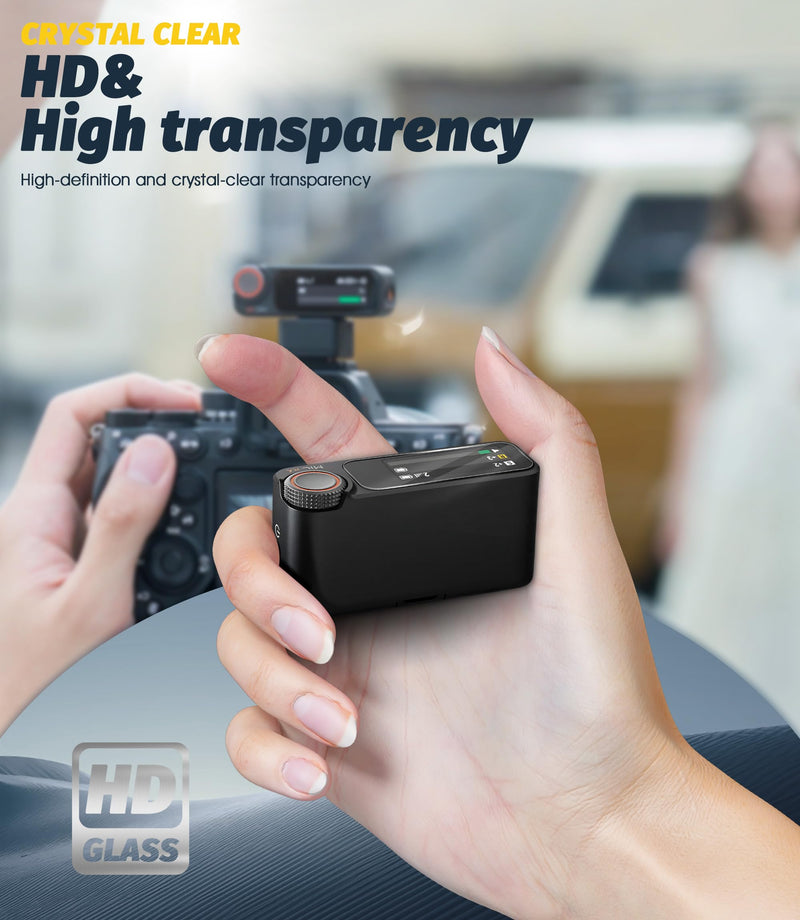 Orzero (3 Pack) Compatible for DJI Mic 2 Tempered Glass Screen Protector, Anti-Scratch Bubble-Free High Definition Clear