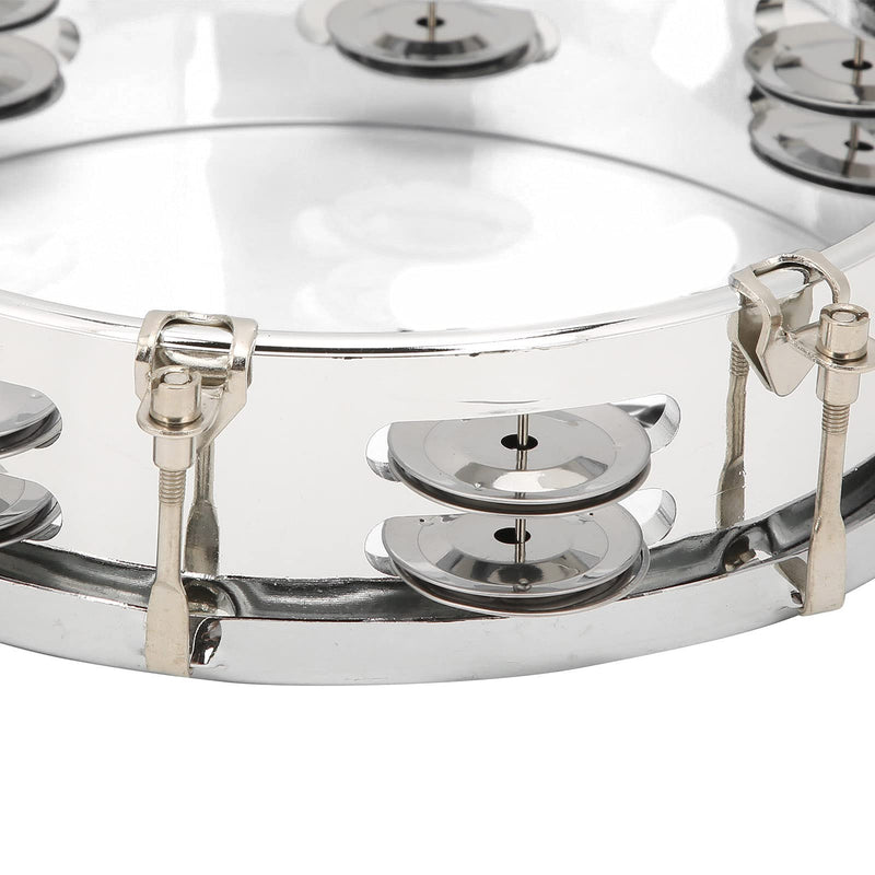 8in Tambourine Adjustable Tone Hand Drum Hand Held Percussion Educational Musical Instrument Cymbal Bells Double Row Jingle Bells with Drum Key(Transparent) Transparent