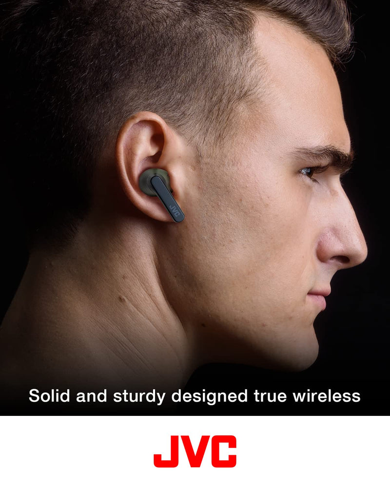 JVC RIPTIDZ True Wireless Headphones with Touch Sensor Operation, Single Ear use, IPX5, Bluetooth 5.1, Long Battery Life (up to 30 Hours) - HAA9TA (Blue), Small Blue