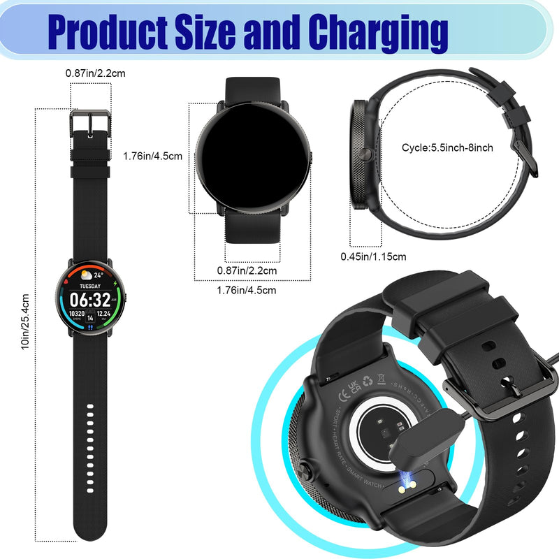 Goodatech 1.43" AMOLED SmartWatch for Men and Women, Black | Phone Call, IP68 Waterproof, Fitness Tracker Black.61