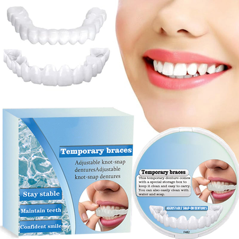 Adjustable Snap-On Denture - Temporary Mouth Guard, False Artificial Temporary Teeth Braces, Snap On Veneers for Men Women False Teeth, Silicone Non-porous Hood