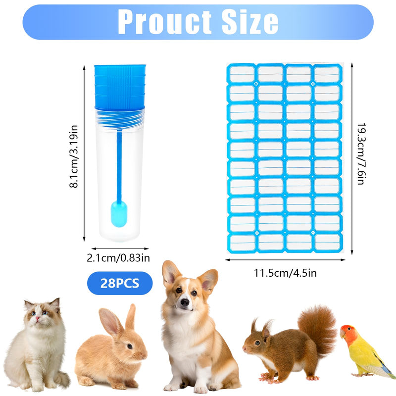 Pack of 28 Chair Sample Tubes, Sample Tube with Spoon, 20 ml Faecal Sample Tube, Dog Chair Catcher for Chair Sample, Sample Tube with Label Sticker for Pets for Testing