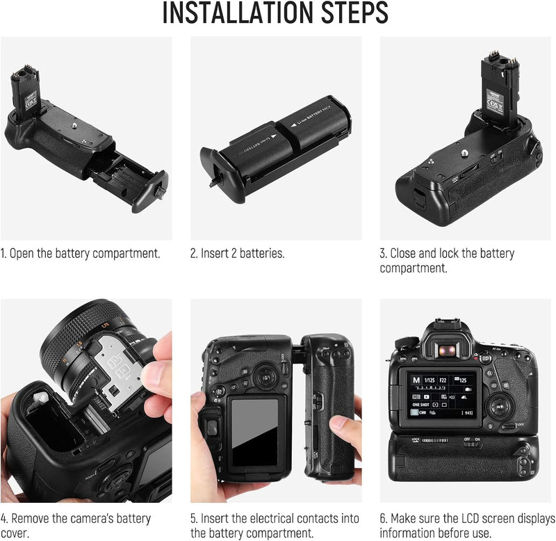 BG-E21 Battery Grip Replacement Compatible with Canon 6D Mark II DSLR Camera, Vertical Battery Holder Grip with Two Compartments for 1 or 2 LP-E6/LP-E6N Battery