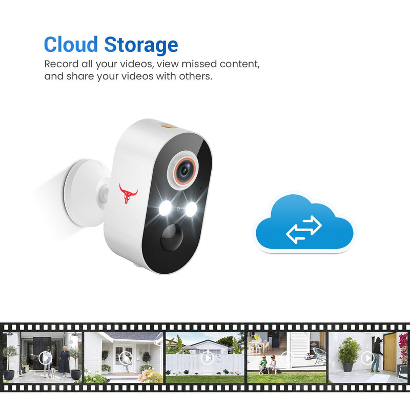 1080P Security Camera Wireless Outdoor with 2-Way Talk for Home Security, Low Light Night Vision, PIR Motion Detection, Cloud Storage, Live View Bullet Surveillance Cam (2 Pack) 2 Pack