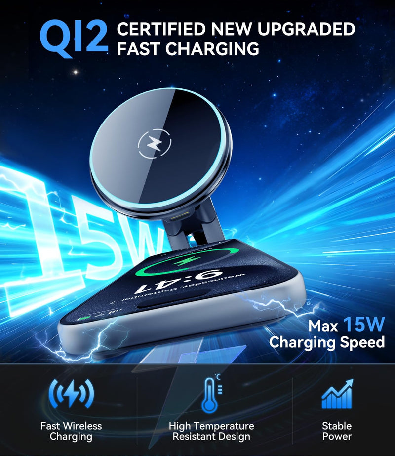 15w Charger Car Phone Mount for Magsafe, Air Vent Car Mount Magnetic Wireless Phone Holder for Mercedes Benz A/B/C/E/V/G/Class & Audi A1/A3/A3 for iPhone 17 16 15 14 13 12 Pro Max, Black Charger Air Vent Car Mount