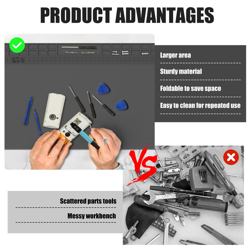 Soldering Mat Antistatic Repair Mat Extra Large 60 x 35 cm Heat Resistant Soldering Mat Silicone Work Mat 500°C Workbench Mat for a Variety of Electronic Repair Assembly Work