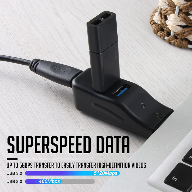VCOM 4-Port USB 3.0 Data Hub for Laptop, Portable Mini USB A Splitter High Speed for Desktop Computer, Surface Pro, USB Sticks, Flash Drive, Mobile HDD, Headset, Keyboard, Mouse