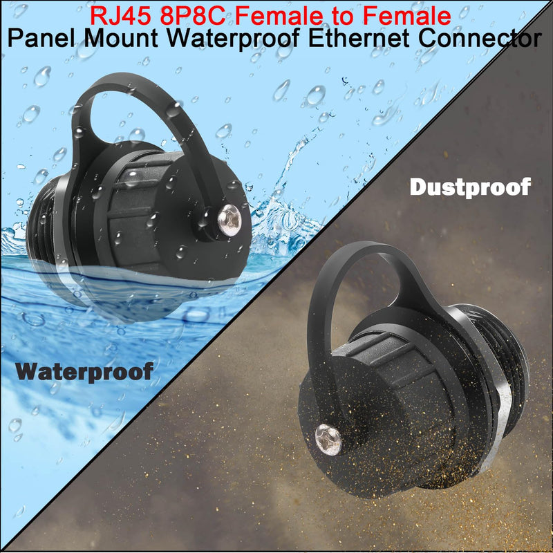 [AUSTRALIA] - QIANRENON Cat6a RJ45 Waterproof Network Adapter, Female to Female Panel Mount, Outdoor Network, 2 Pack 