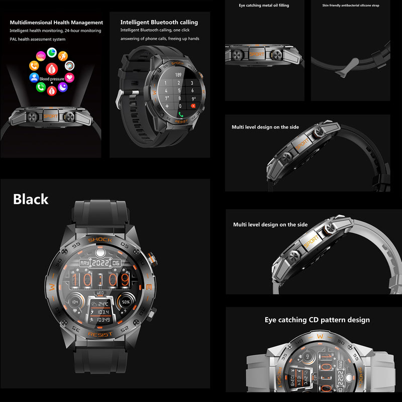 ZPIMY 1.46” AMOLED Smart Watch for Men (Make/Answer Call), 5ATM Waterproof Mens Smartwatch, Fitness Tracker Smartwatch for Android iPhones, Digital Watches Step Counter, 3 Straps (Black) Black
