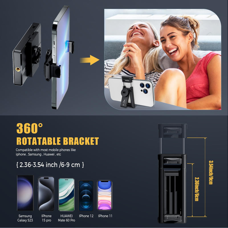 [AUSTRALIA] - MACTREM 120 LED Selfie Light, Phone Light Clip, 3000Mah Portable Rechargeable Video Light, Adjusted 3 Light Modes, for iPhone, Camera, Laptop, iPad, Light for Selfie, Video Conference, TikTok,Makeup Black 