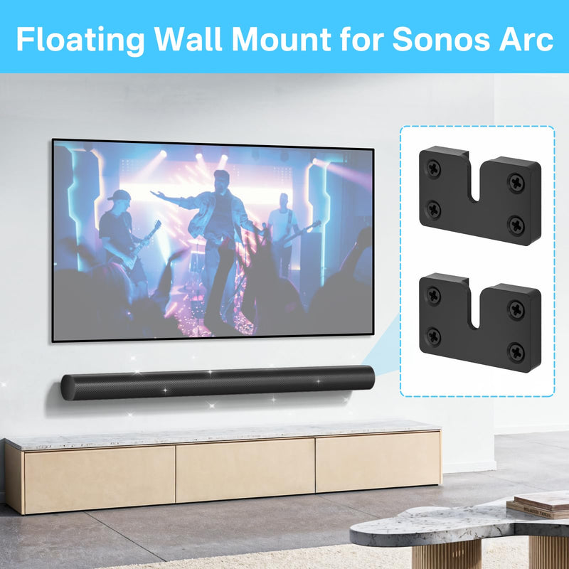 Soundbar Mount Compatible with Sonos Arc Soundbar Mount Black- Floating Wall Mount for Sonos Arc Wall Mount Under TV Saving Space, Metal Mounting Bracket for Sonos Arc Sound bar Mount Easy to Install For Arc Mount