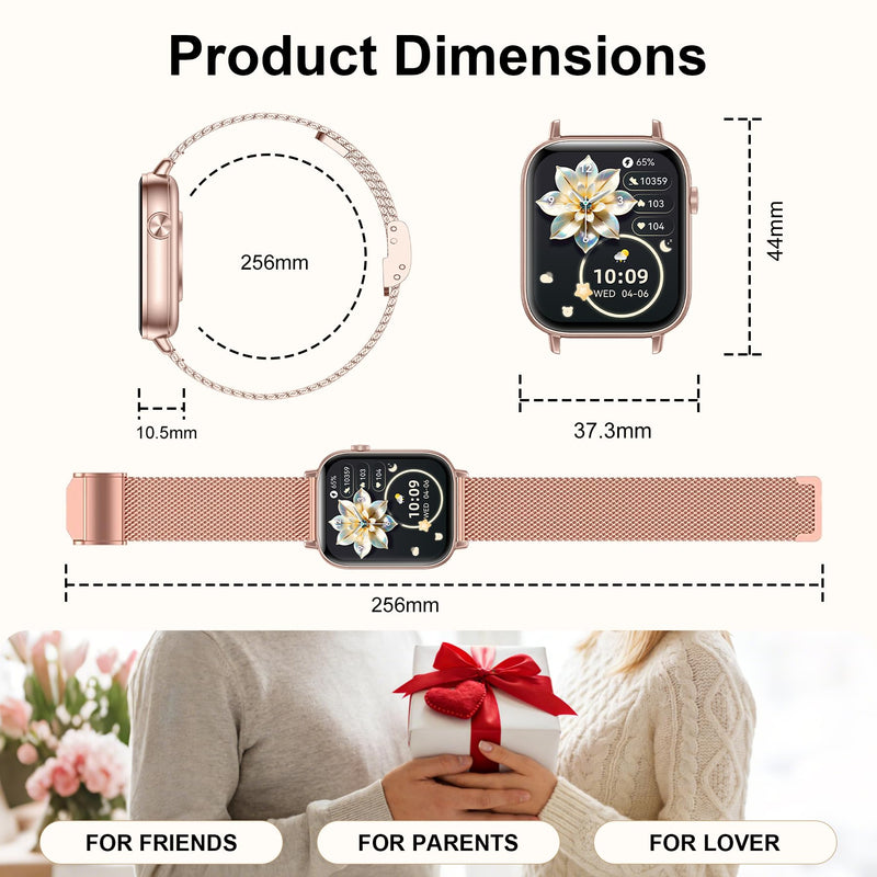 Smart Watch for Women (Answer/Make Call), 1.85" HD Touch Screen Fitness Tracker with 4 Bands, 120+ Sports Modes, IP68 Waterproof, Heart Rate & Sleep Monitor, Gift Smartwatch for Android/iOS, 300mAH