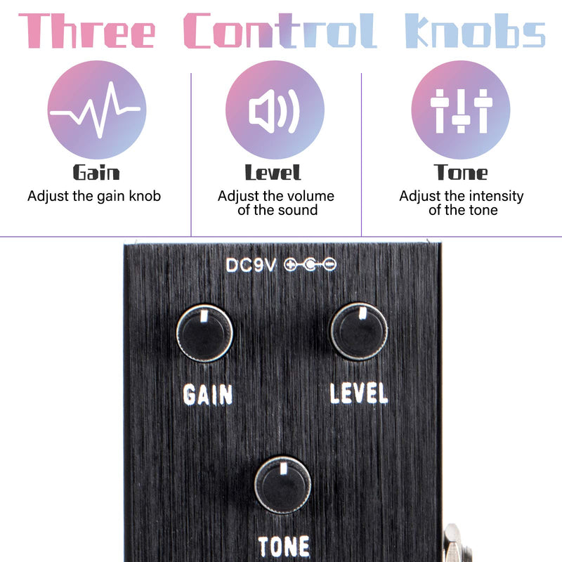 Guitar Pedal, Horse Electric Ultimate Overdrive Guitar Effects Pedals Mini Single Type DC 9V True Bypass (Black)