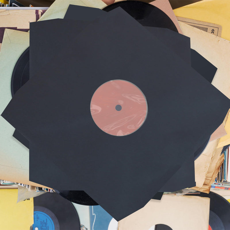 25Pcs Vinyl Record Inner Sleeves, Black Kraft Paper Record Sleeves with Poly Lined for 12" Records, Comer Cut Design Acid Free Album Covers, Vinyl Record Album Covers LP Jacket Protective 12 Inch