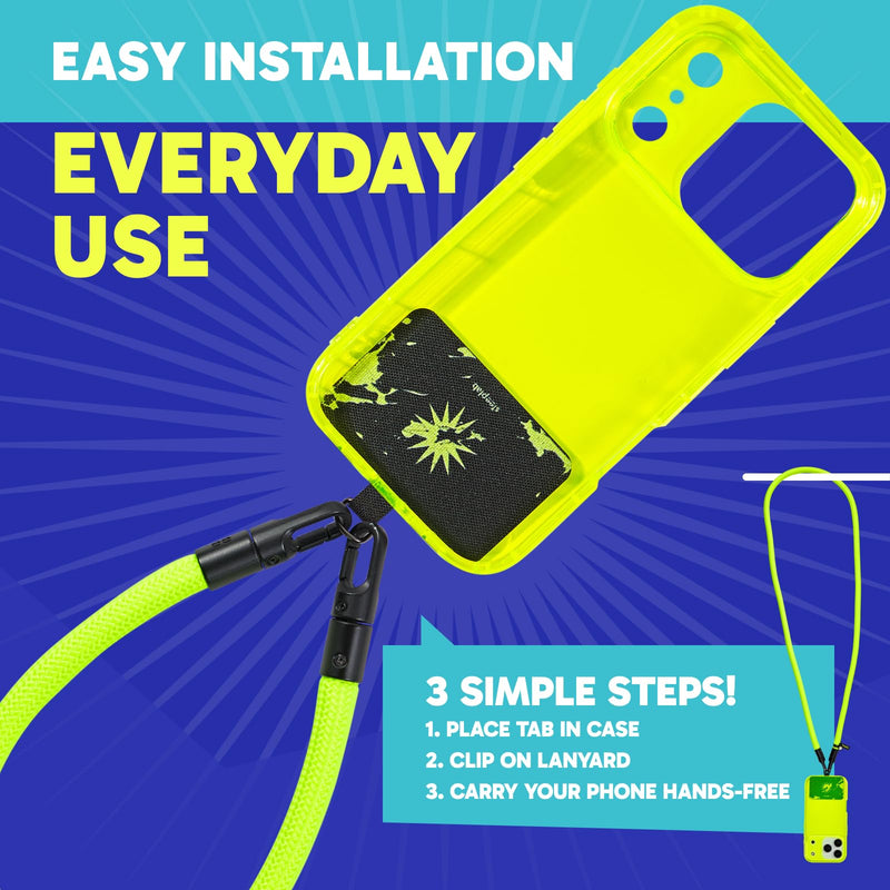 SteepLab Highlighter Case + Freehand Crossbody Lanyard Bundle for iPhone 17 Pro - Hands-Free Carry with Bold Color Protection - Neon Noise