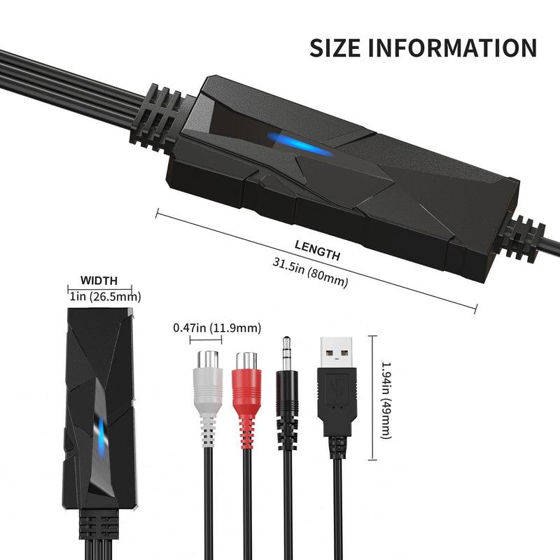 DigitalLife AuralynX Series | USB C Audio Capture Device – Convert Cassette Audio to MP3 via RCA or 3.5mm Input, Compatible with PC/Mac/Linux, for Content Creators and Educators 【1 pcs/Pack】