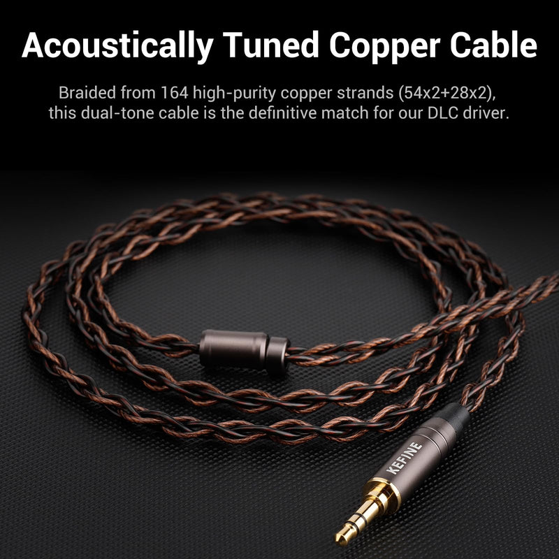 Delci 10mm DLC+PU Dynamic Driver in-Ear Monitors, Hi-Fi Wired Earphones with Interchangeable Tuning Nozzles, CNC Aluminum Wired Earphones, Detachable Hybrid 164-Core Silver-Plated Cabl (3.5mm)